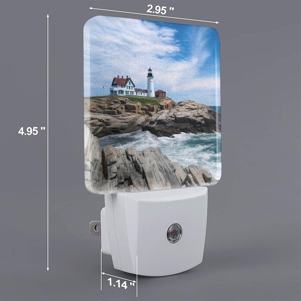 Set of 2 Led Night Lights, Lighthouse Beach Summer Auto Dusk-to-Dawn Sensor Night Lamp Plug-in Home Decorative for Adult