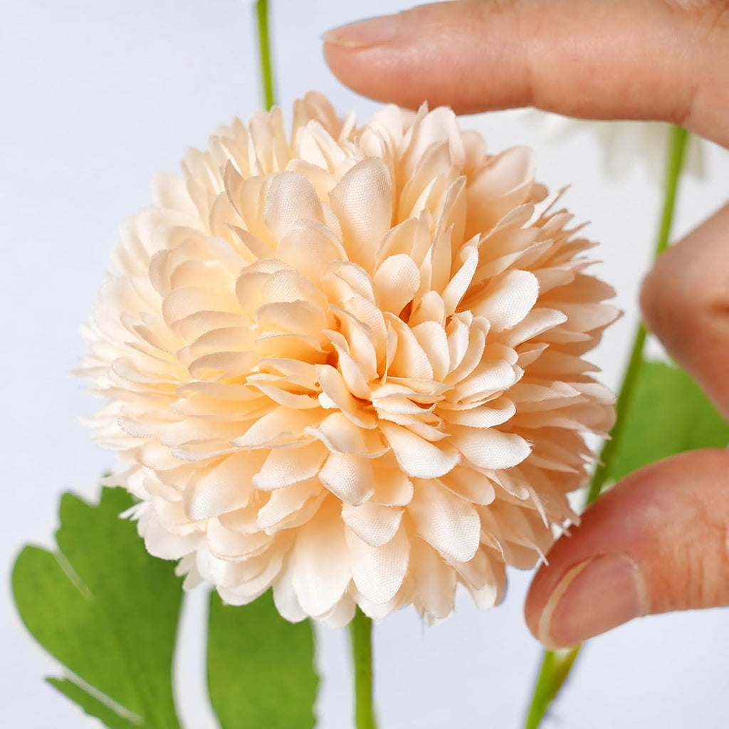 Artificial Flowers Faux Mums, Real Looking Flores Artificiales para Decoration, Faux Flowers Silk Chrysanthemum -28.34'', 12 Flowers for Decoration Indoor, Table Centerpieces(4, Champagne)