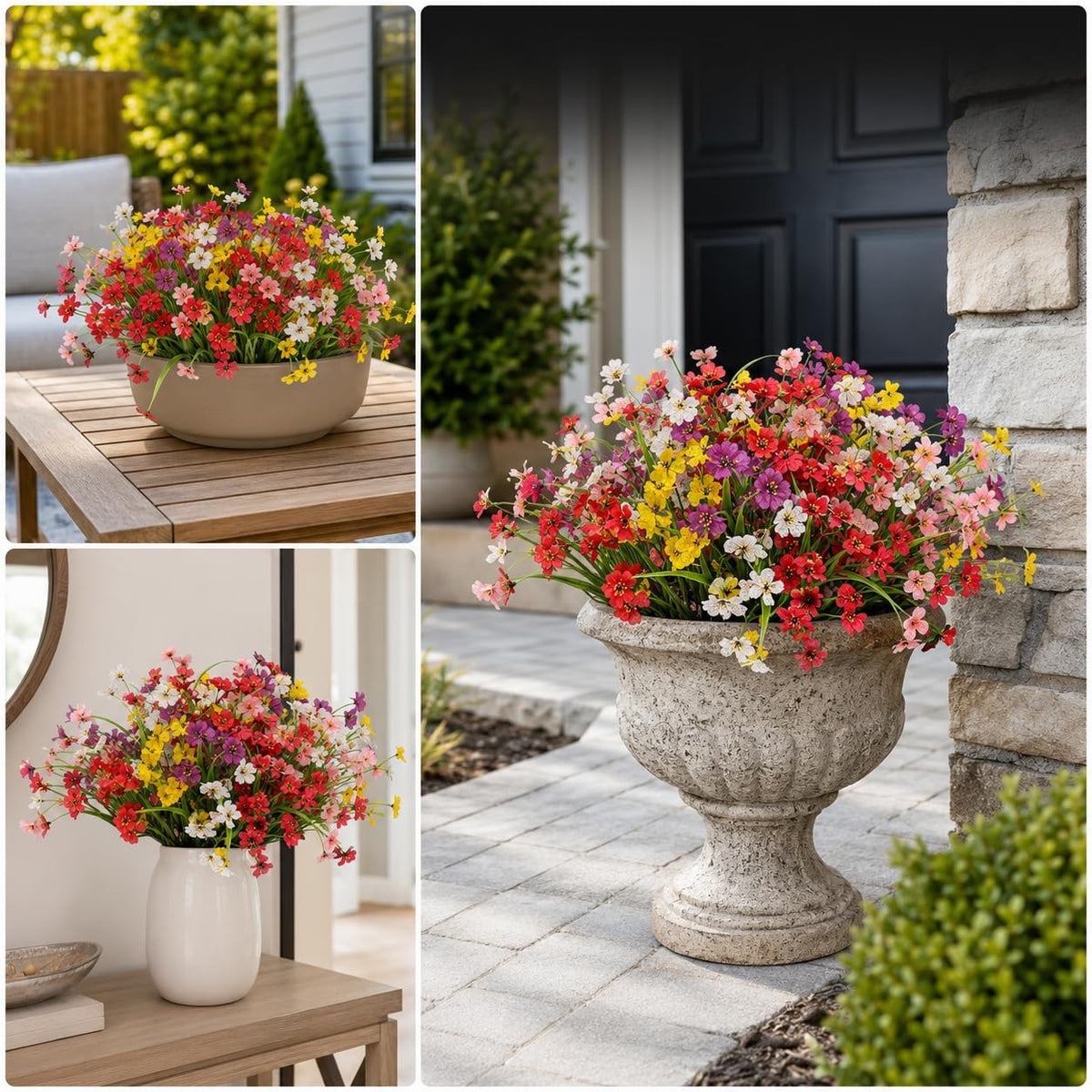 Artificial Fall Flowers 12 Pcs, Mixed Styles with Monkey Grass & Eucalyptus