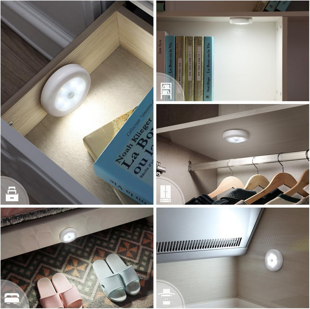 AMIR Upgraded 3.15” Motion Sensor Light Indoor, Cordless Battery Powered Stick on LED Night Lights for Closet, Stair, Under Cabinet, Hallway, Kitchen (White Pack of 10)