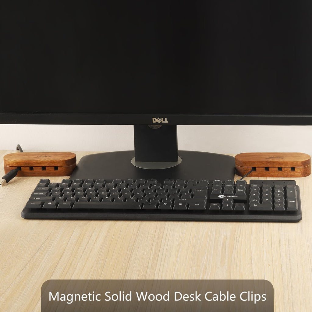 Cable Holder - Cord Organizer Cable Management Clips - Wire Holder System for Phone Chargers, USB Cables - Home, Office, Nightstand, Desk Organizer (Acacia Wood Color)
