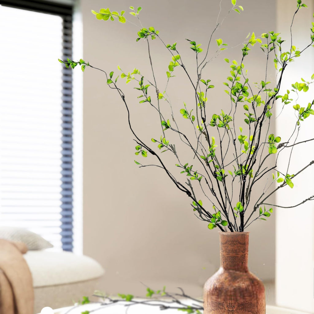 Tinsow 4 Artificial Ficus Branches 47 Inch Tall Faux Eucalyptus Stems, Realistic Fake Greenery for Vase Fillers, Centerpieces and Home Decor, Lifelike Leaves and Stems for Elegant Displays