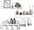 PopiShelves 22.5 inches Bathroom Shelves Over Toilet for Wall, Floating Shelves with Storage Basket Paper Holer for Kitchen Living Room, Bedroom & Classroom, Set of 3 (White and Grey)