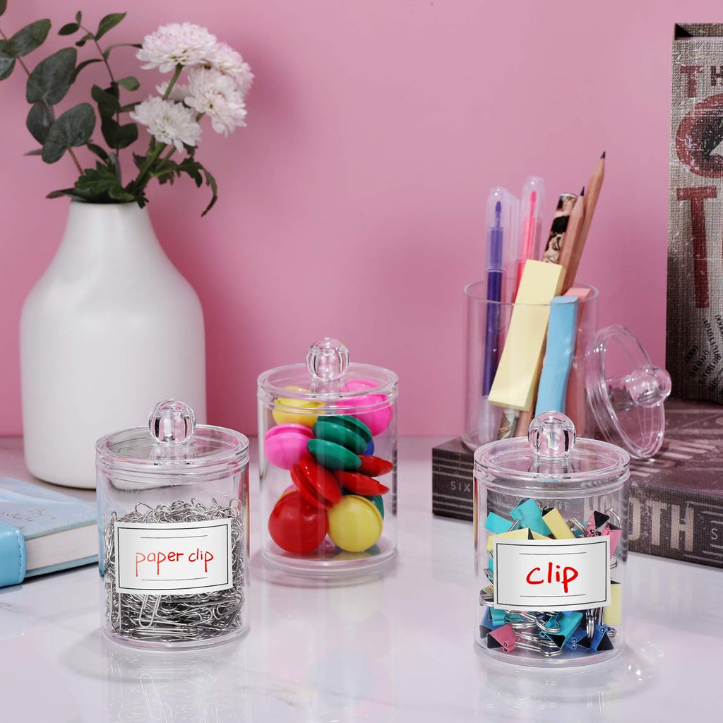 3 Pack Acrylic Qtip Holder Dispenser for Cotton Swabs, Balls, Floss Picks