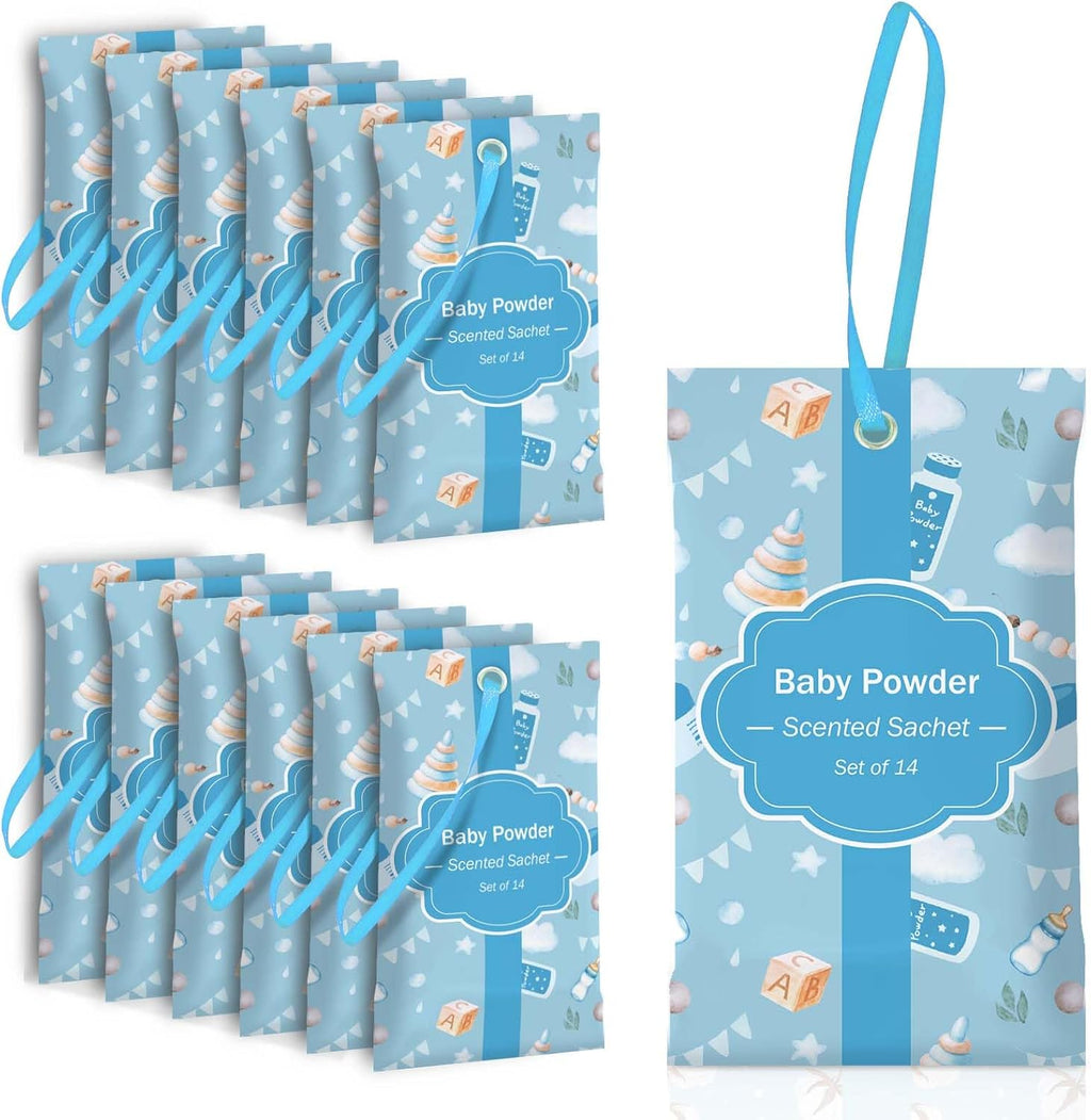 SCENTORINI Scented Sachets for Drawer and Closet, Baby Powder Scent 14 Pack