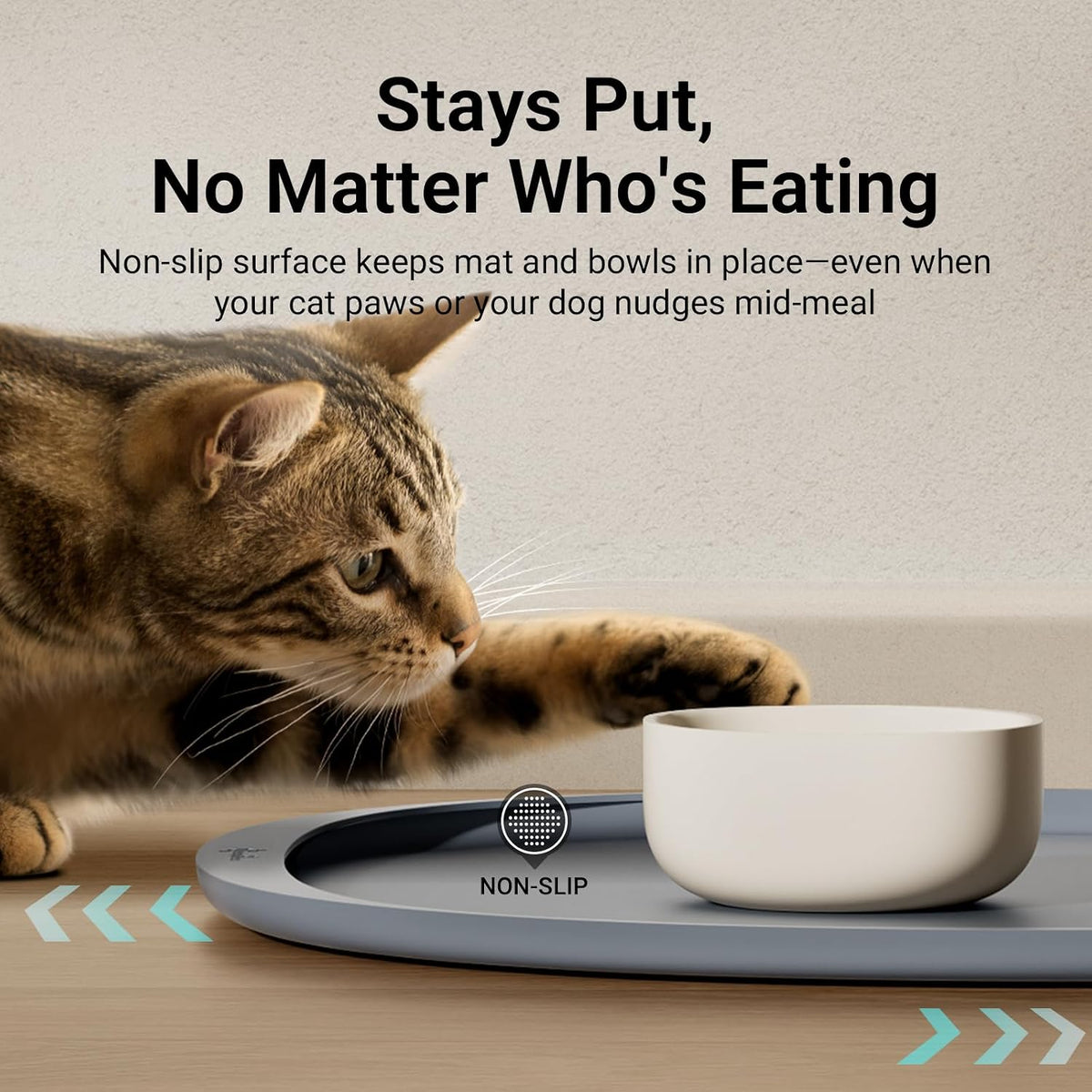 DownyPaws Cat Food Mat,Silicone Waterproof Feeding Mat, 18"×12.5", Gray