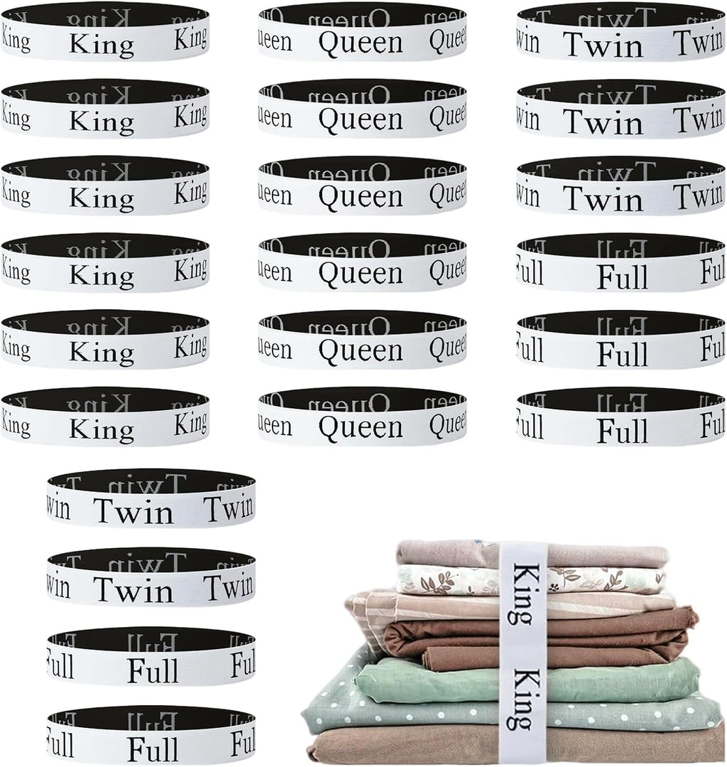 22 Pack Bed Sheet Organizer Bands, Elastic Bedding Bands Labels for Organizing Bed Sheets, Includes 6 Hook and Loop Adjustable Sheet Organizer Straps