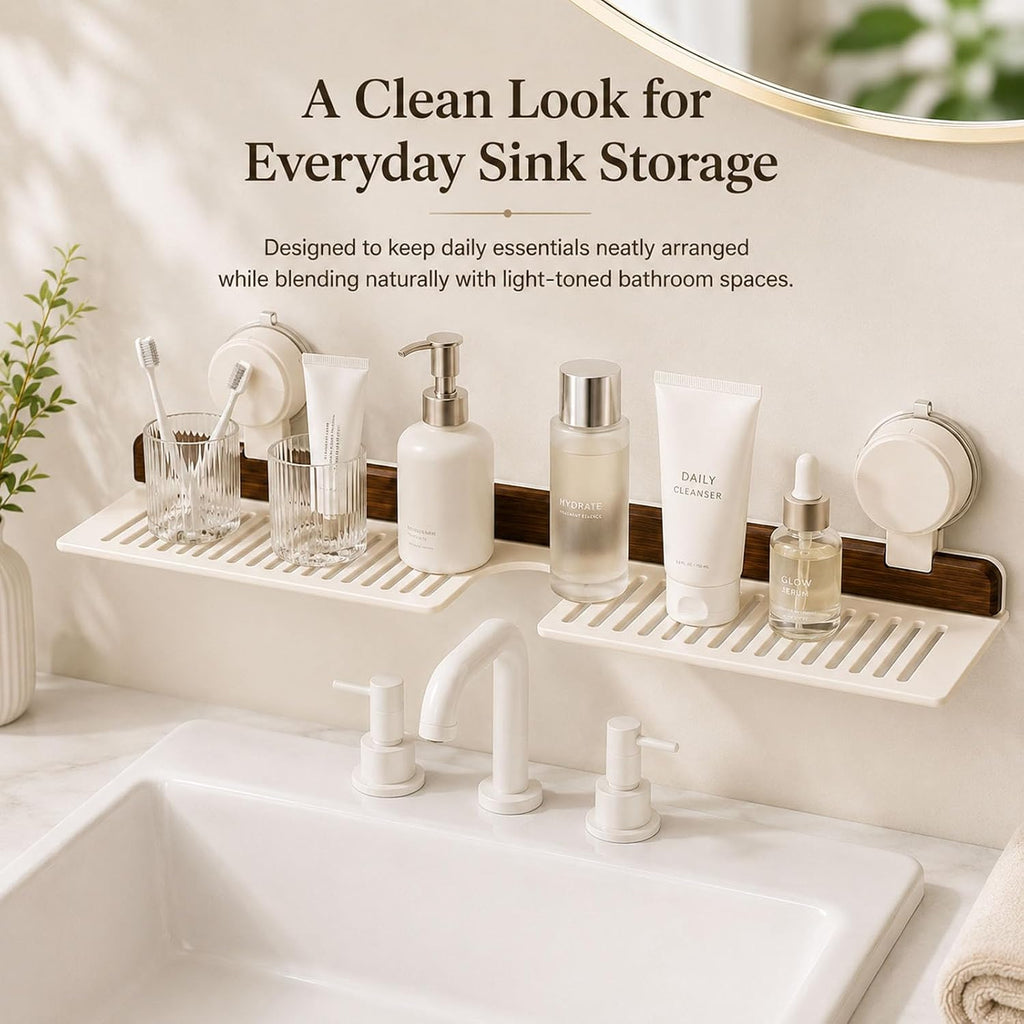 Bathroom Over Sink Shelf, 23.6 Inch No Drill Sink Organizer