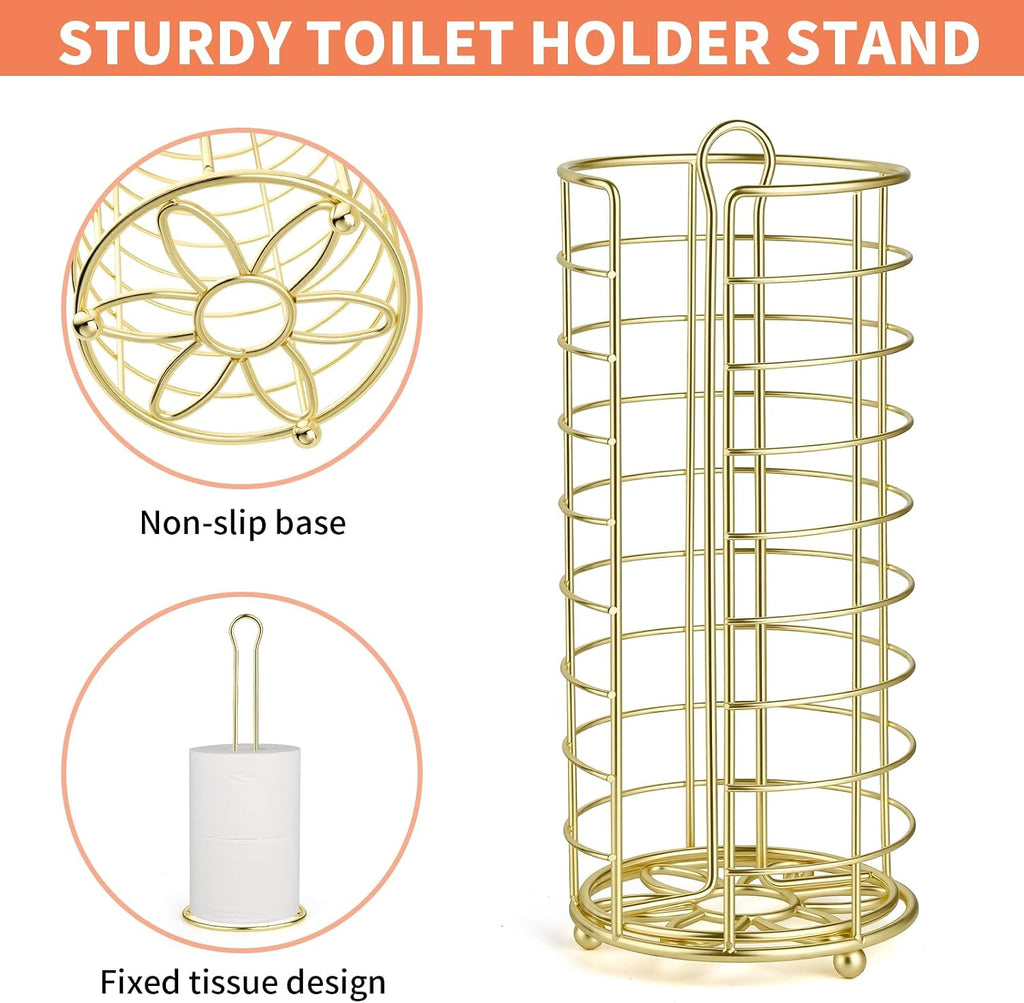 Toilet Paper Holder Stand,Freestanding,Gold
