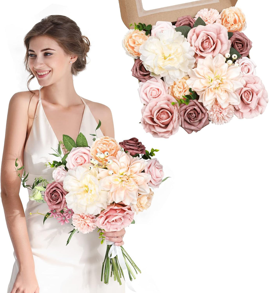 AmyHomie Artificial Flowers Combo, Silk Rose w/Stem for Wedding Home Decor