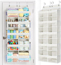 Yecaye Over The Door Organizer, 5 Tier Extra Large Behind Door Storage of 10 Compartments, 80lbs Heavy Duty Door Organizer Hanging with Clear Window for Closet Bedroom Pantry Bathroom, Beige