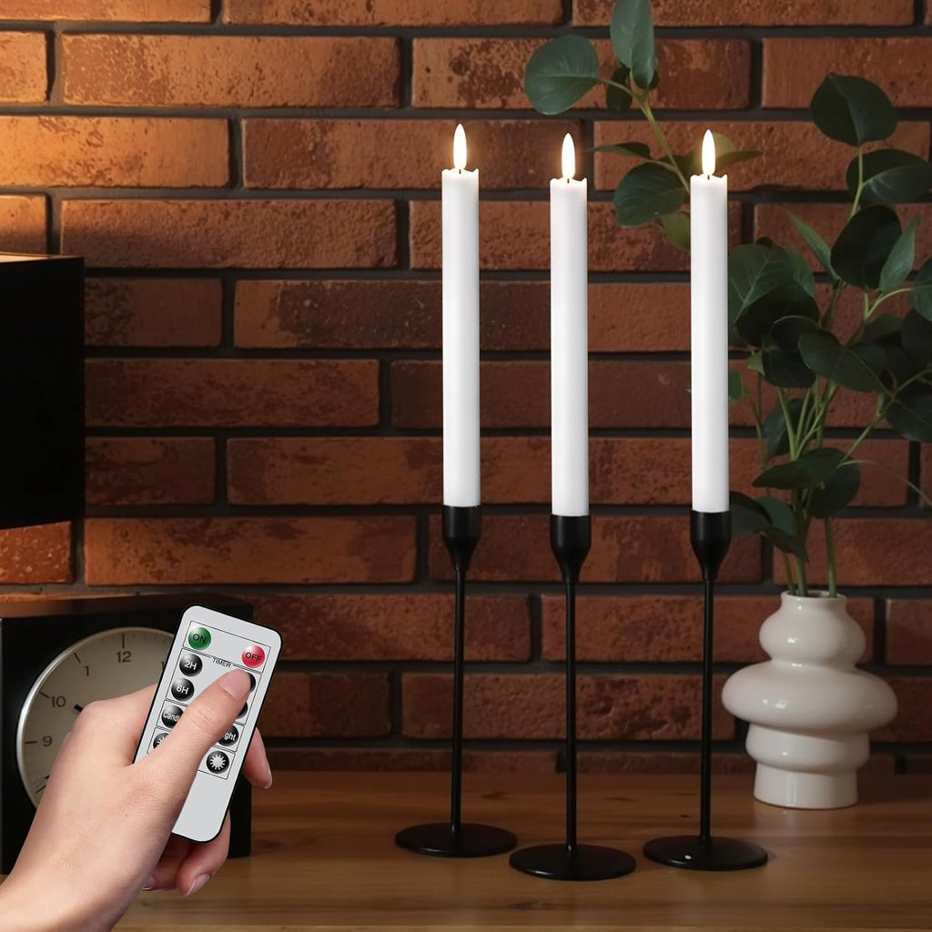 GenSwin White Flameless Taper Candles Led Battery Operated Remote Timer