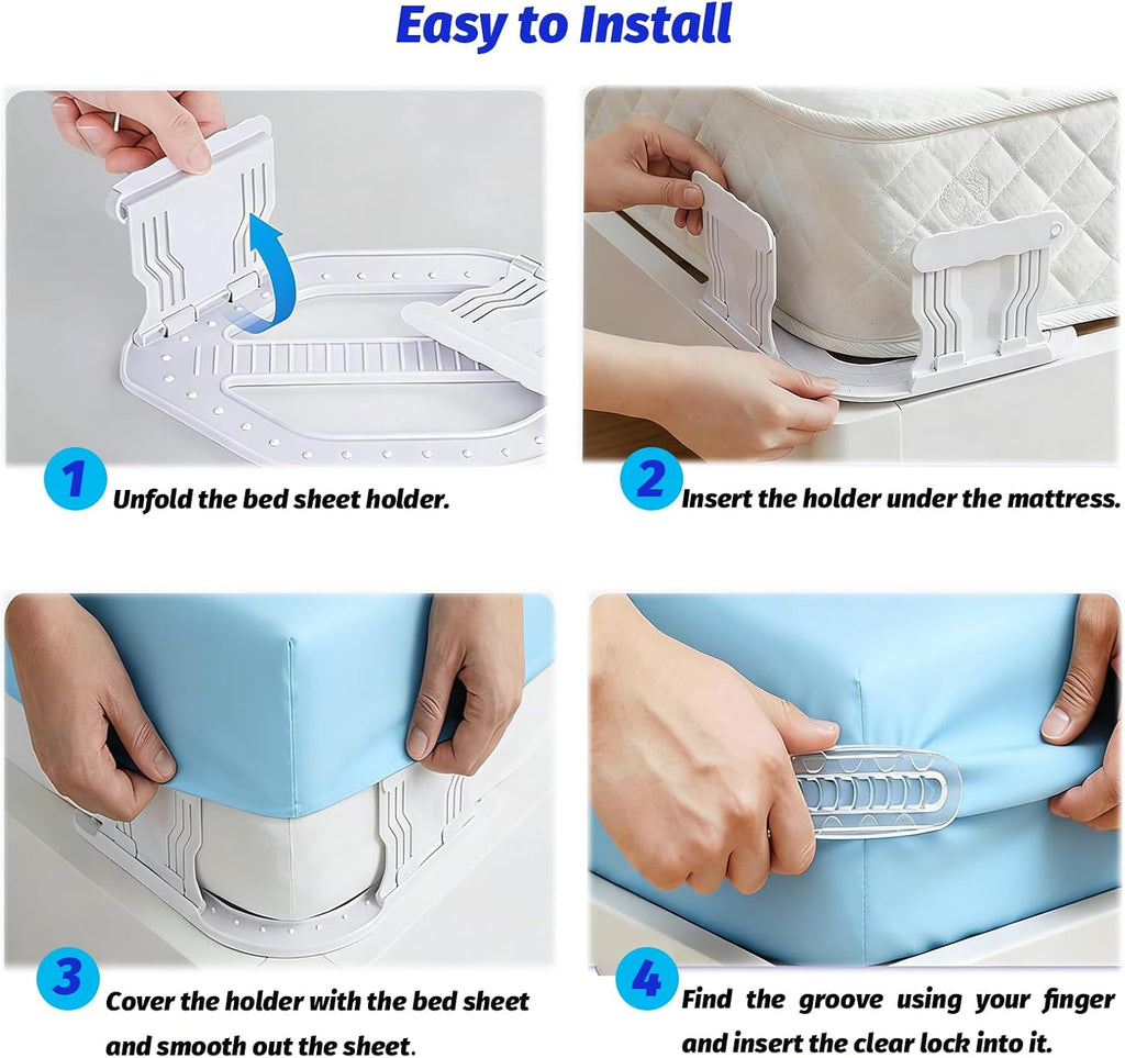 Bed Sheet Holders Keep Sheets Firm&Tight,Easy NoLift Installation Fasteners