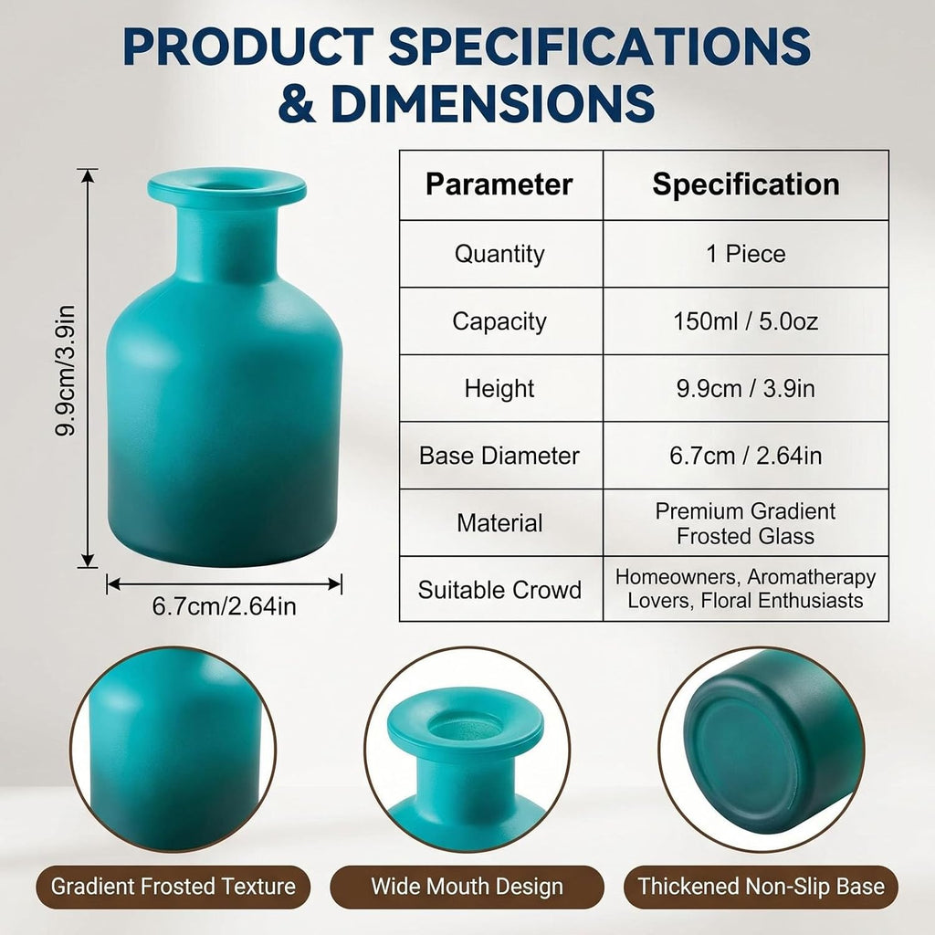ericotry 1pcs Round Glass Diffusser Bottle Aromathrapy Jar Essential Oils Container Fragrance Accessories for DIY Replacement Reed Diffuser Sticks (150ml/5oz Blue Gradient)