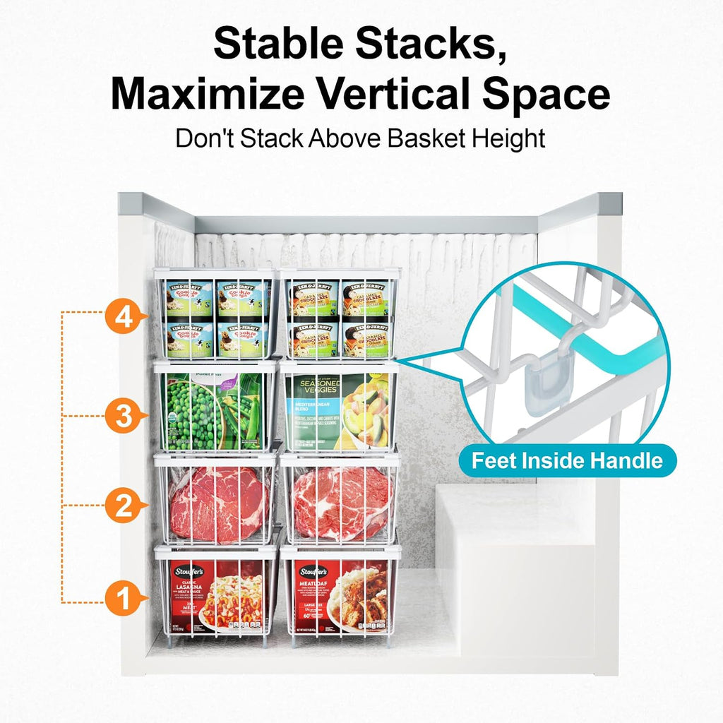 iSPECLE Freezer Organizer - Small Storage Baskets for 7 Cu.Ft, 3 Pack