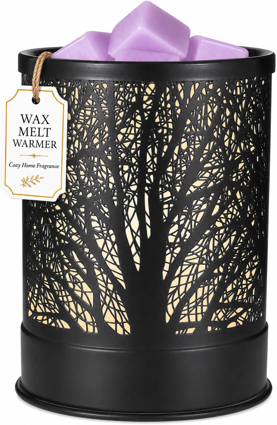 Nawaza Wax Melts Warmer Scented Metal 2-in-1 Electric LED Burner Black Tree