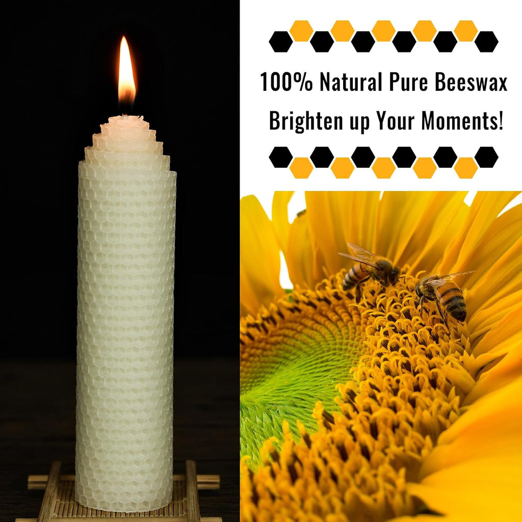 DEYBBY 1.5×6 inch Off White Natural Beeswax Pillar Candles Set of 6