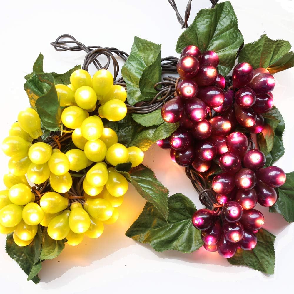 Decorative String Lights, Grape Vine with Leaves, 100 LED Warm White Lights