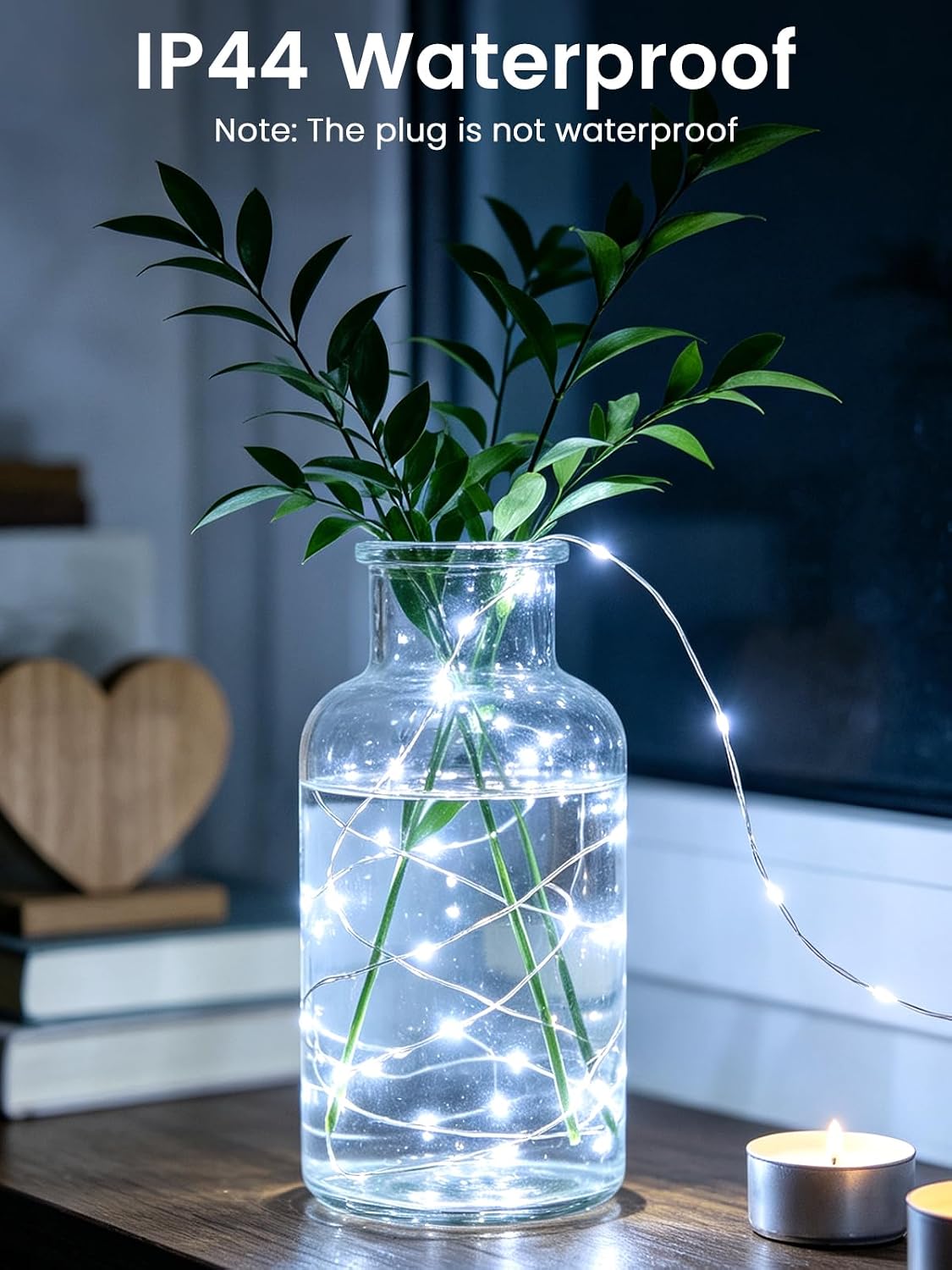 2 Pack Fairy Lights Plug in 99FT 300 LED Christmas String lights Cool White
