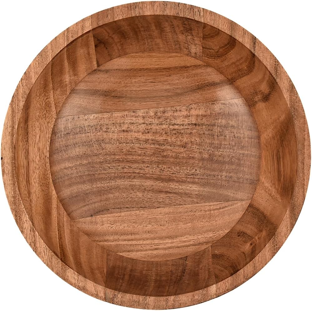 Kaizen Casa Decorative Wooden Bowl for Living Room Decor – Hand Carved Acacia Wood Bowl, Centerpiece Accent, Rustic Coffee Table Decor, Entryway Table Decoration (7" X 7" X 3")