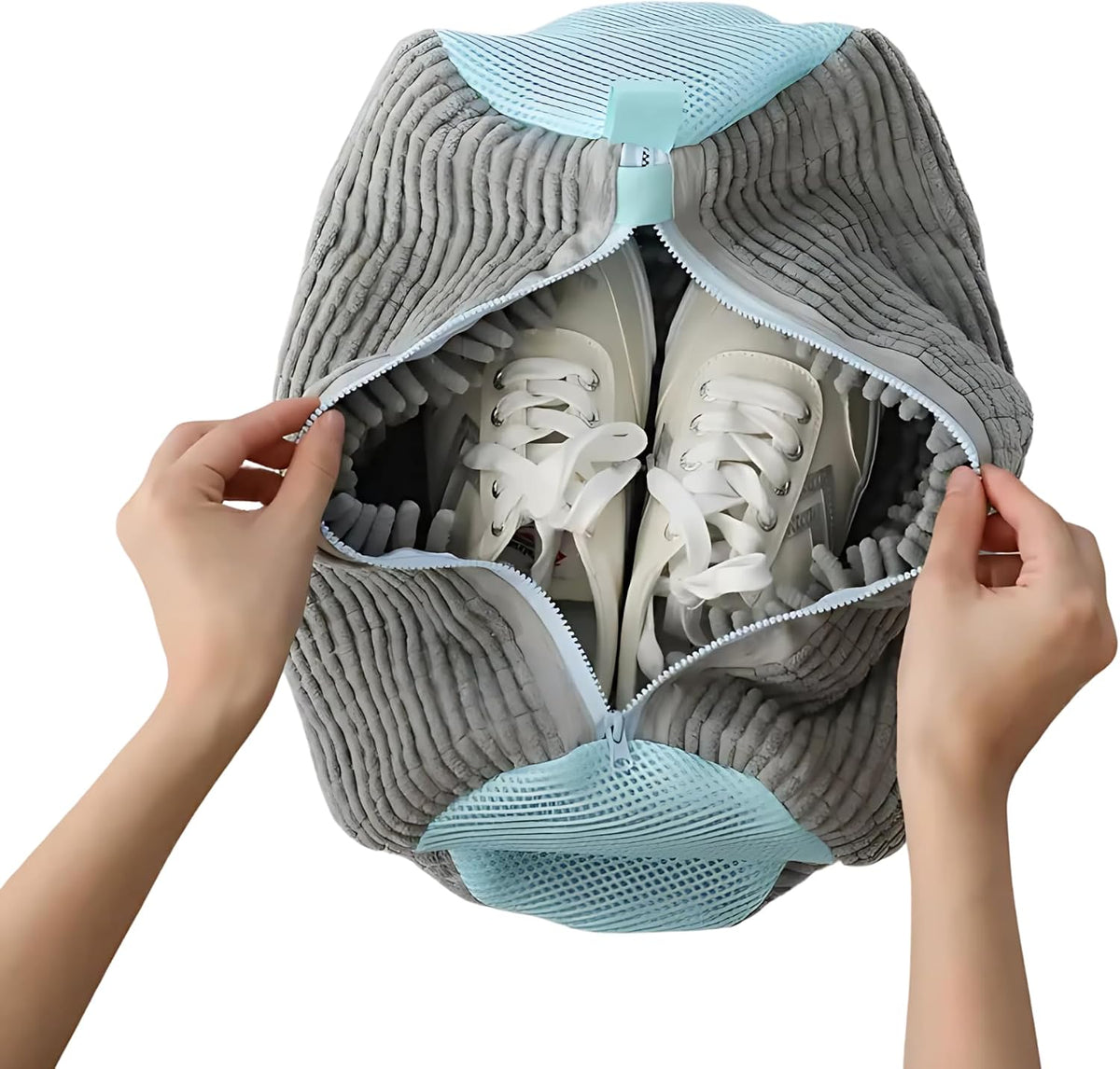 2PCS Shoe Washing Machine Bag, Reusable Shoe Cleaning Laundry Bag for Sneakers, Fits All Types & Sizes (Grey)