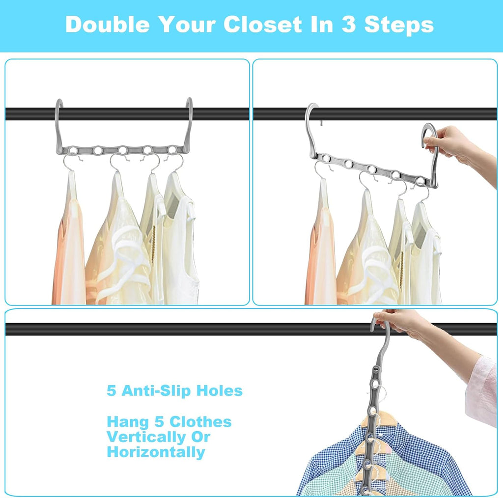 10 Pack Space Saving Hangers, Closet Organizers & Storage for Clothes, Gray