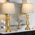 Modern Gold Table Lamps Set of 2 for Living Room,30" Tall Bedside Lamp with USB Charging Port,3-Way Dimmable Touch Nightstand Lamp for Bedroom Desk Side Table Office,Gold