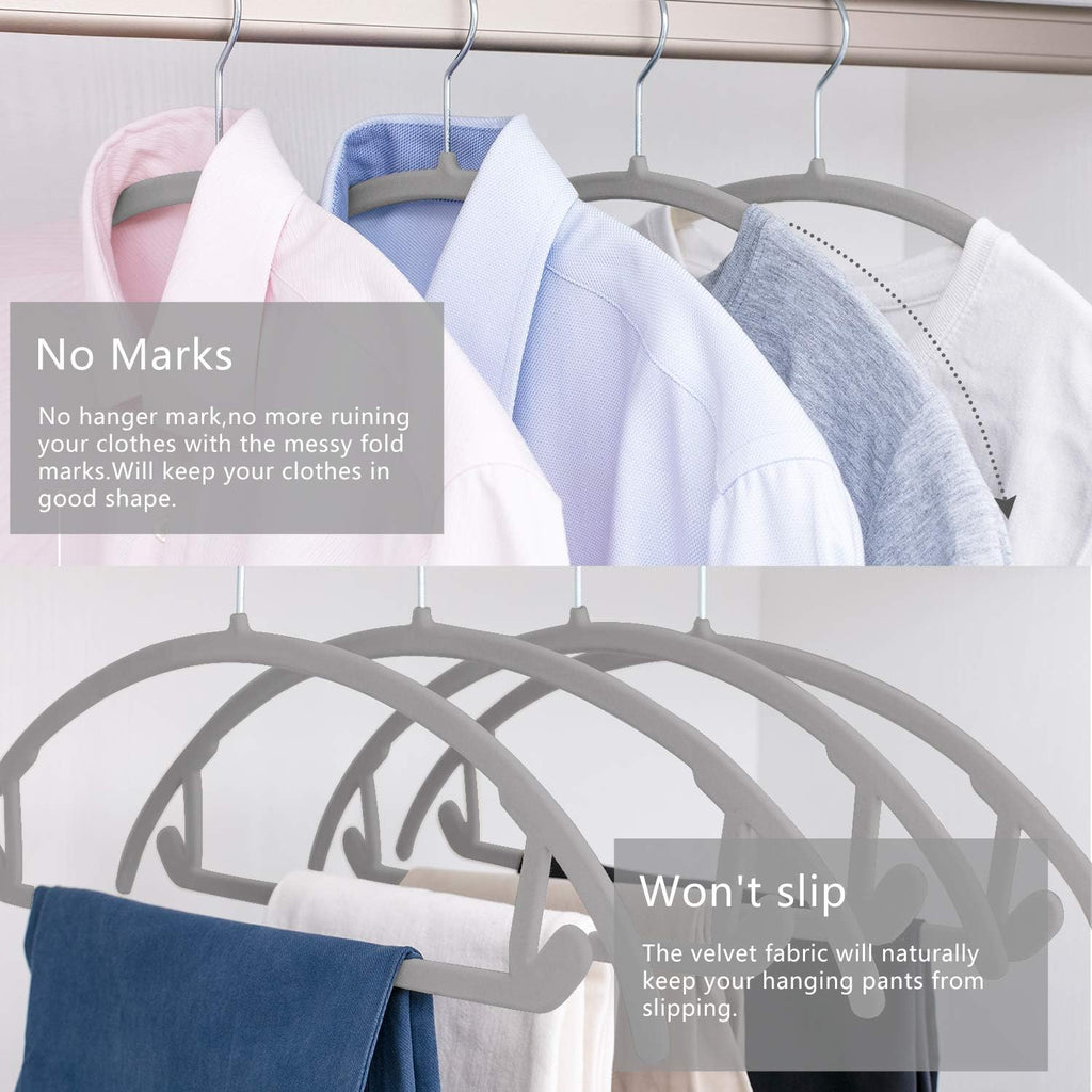 MIZGI Velvet Hangers 30 Pack, Patented Rounded Shoulder Sweater Hangers