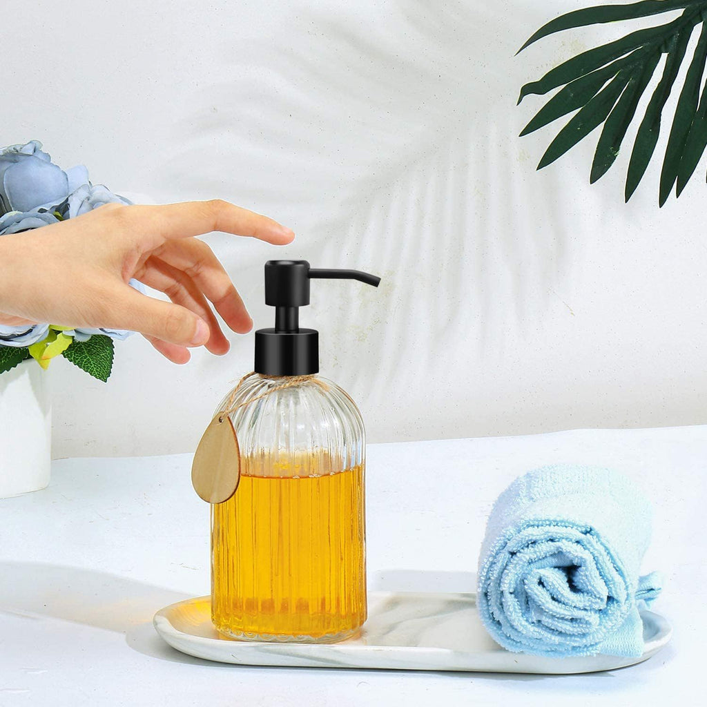 Soap Dispenser with Silicone Pad – Premium Quality – Dish soap Dispenser, Hand Soap Dispenser – Rust Proof Stainless Steel Pump – Ideal for Kitchen Dish soap, Bathroom soap