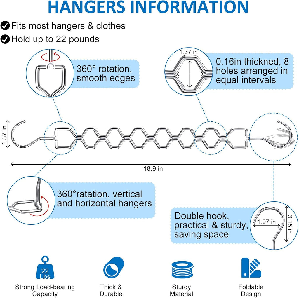 Space Saving Hangers for Clothes 6 Pack Sturdy Metal Hangers Heavy Duty