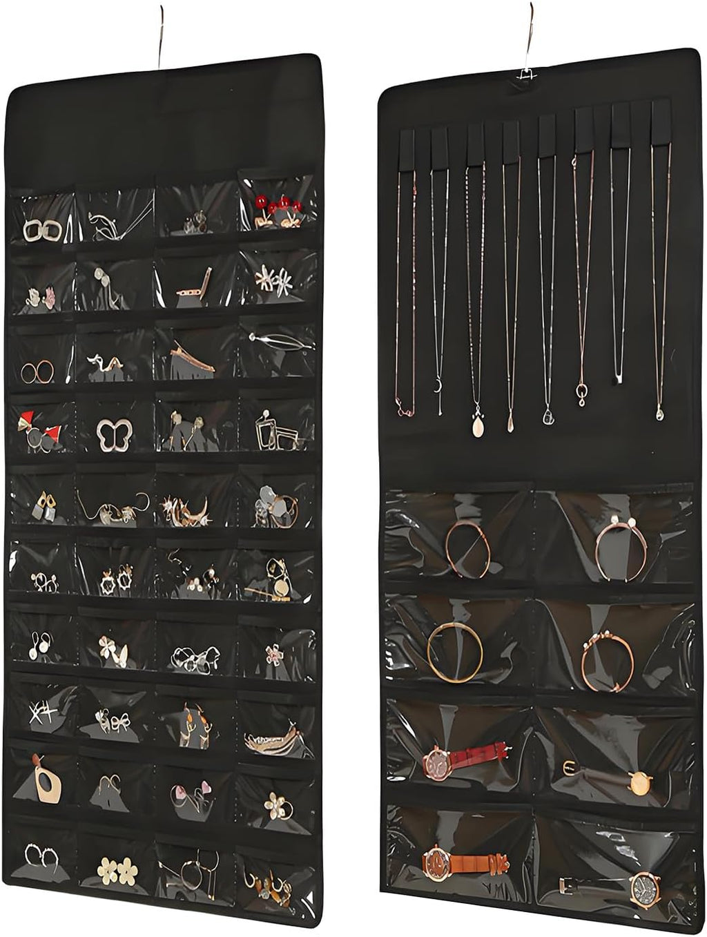 48 Pockets Hanging Jewelry Organizer with Necklace Straps