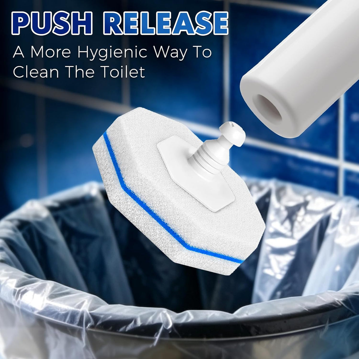 COBETE Disposable Toilet Brush Wand Kit with 50 Refills, Toilet Bowl Cleaner Brush Holder Sets for Bathroom Toilet Cleaning(White)