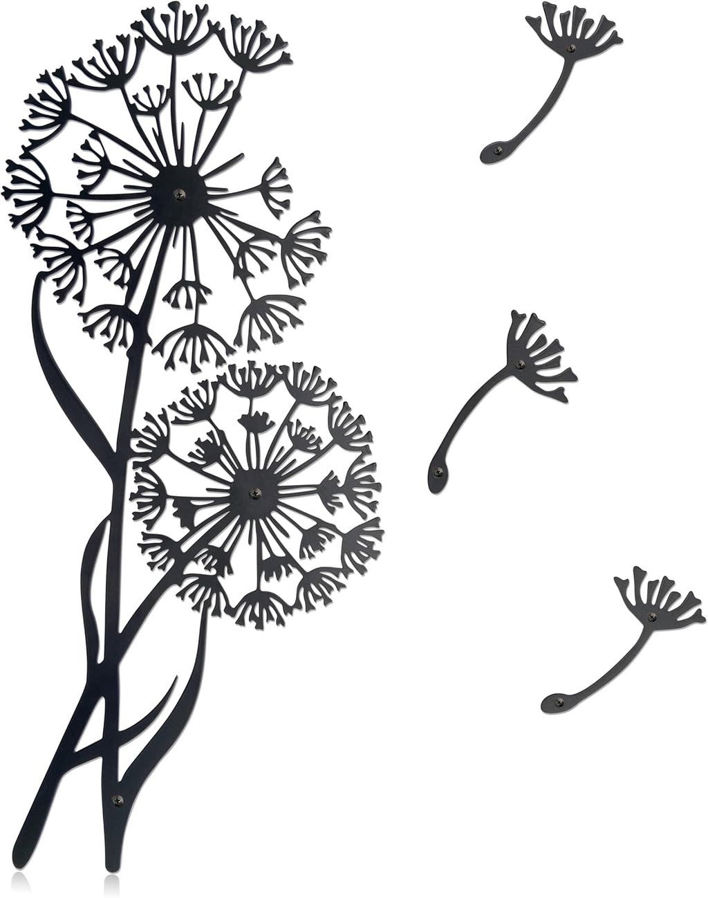 Urbraneco 4PCS Metal Dandelion Wall Art With Flying Seeds Decor