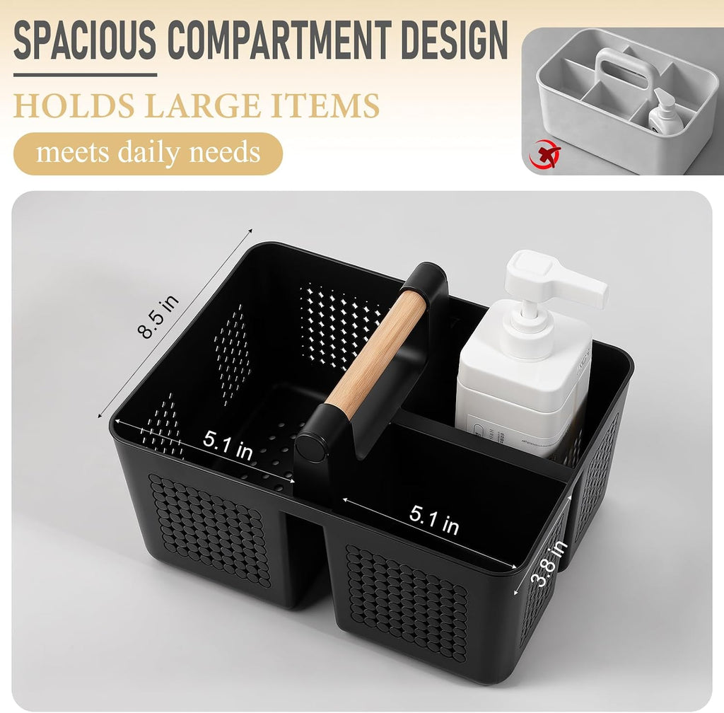 Portable Shower Caddy Basket Plastic Caddy Organizer with Handle Black