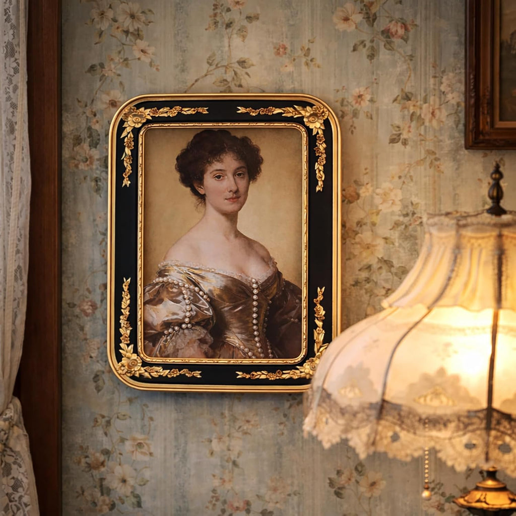 Vintage Black and Antique Gold 5x 7 Picture Frame, Ornate Floral Embossed Victorian Style Decorative Photo Frame, Black Gold Vintage Picture Frames 5x7 with Glass Front for Tabletop, Shelf, Mantel or Wall Hanging, Traditional Vintage Home Décor (Black/...