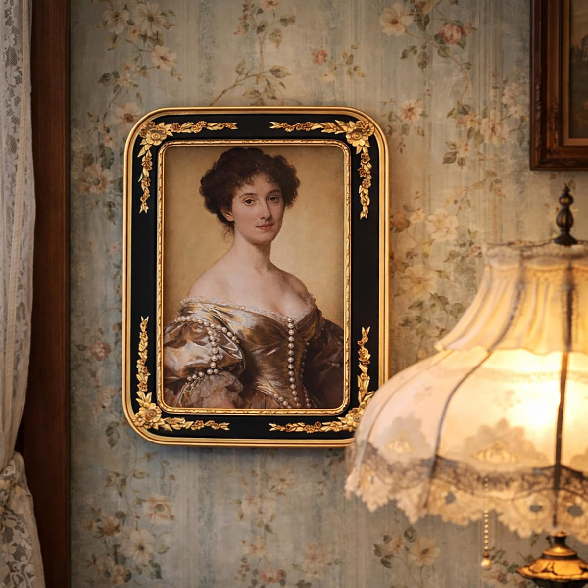 Vintage Black and Antique Gold 5x 7 Picture Frame, Ornate Floral Embossed Victorian Style Decorative Photo Frame, Black Gold Vintage Picture Frames 5x7 with Glass Front for Tabletop, Shelf, Mantel or Wall Hanging, Traditional Vintage Home Décor (Black/...