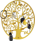 Round Decorative Home Key Holder Wall Mount, Metal Tree Car Key Rack for Wall Organizer for Keys, Wallets, Hats, Used for Decor for House Entryway, Kitchen, Garage, Office (12" Gold)