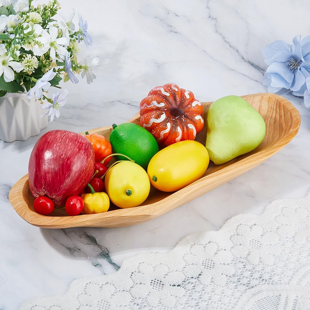 DICOSMETIC Wooden Fruit Bowl Rustic Fruit Tray Housewarming Serving Platter
