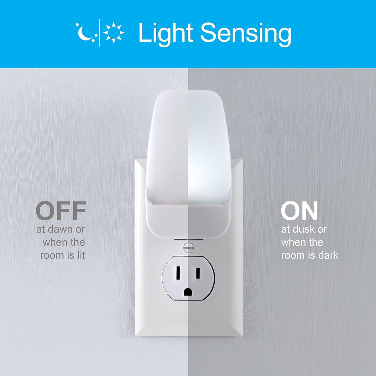 GE Plug in Night Light, Dusk to Dawn Sensor, Cool White 5000K, 2 Pack