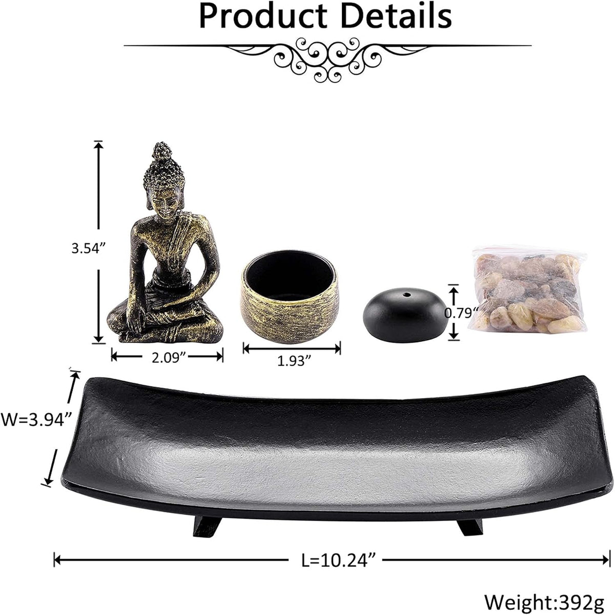 Jovivi Zen Garden Set Buddha Statue w/Tealight Candle Holder