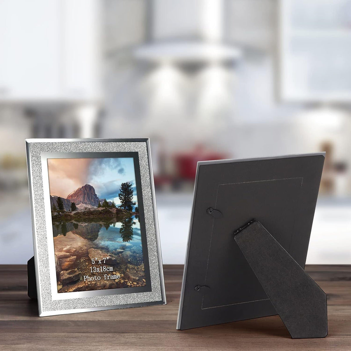 Calenzana 4 Pack 5x7 Sparkle Glass Picture Frame, Glitter Edge Photo Frames for Tabletop, Horizontal or Vertical Display