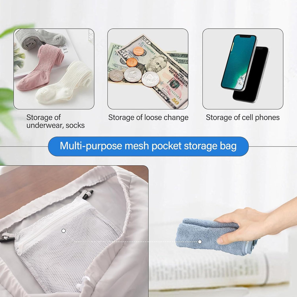 WOOHA 95L Backpack Travel Laundry Bag with Shoulder Straps and Mesh - Durable Polyester Laundry Hampers for Travel, Apartments, Laundromats and Universities (Grey)