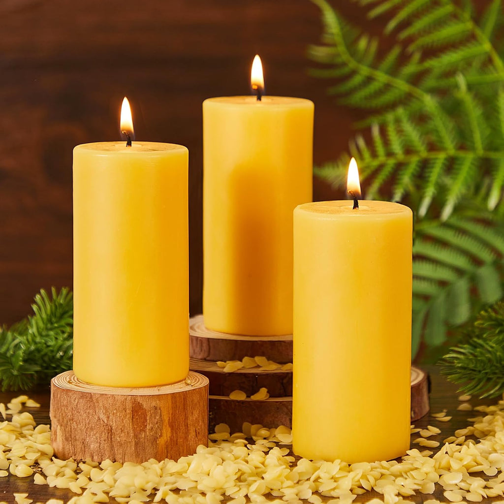 Crenovo 3 Pack Beeswax Pillar Candles,2x4 Inch 100% Pure Organic Natural