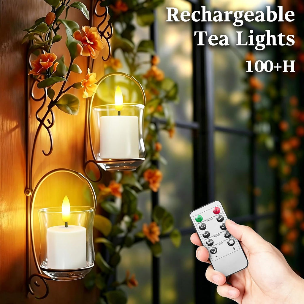 6 Pack Rechargeable Tea Lights Flameless Candles with Remote & Timer