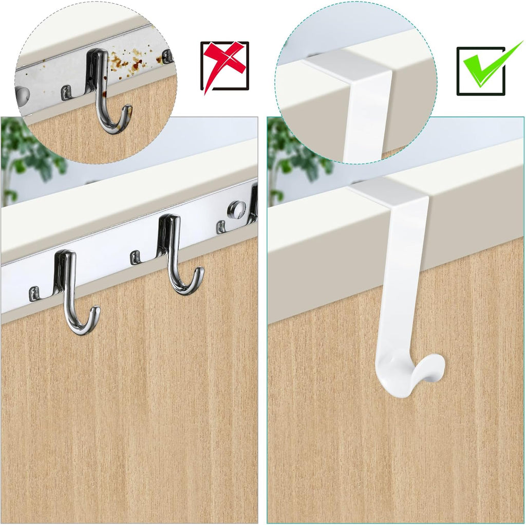 Giantree Plastic Over The Door Hooks, 4 Pack Door Hanger Hook White Coat Rack Hook, Plastic Over Doors Hooks for Hanging Clothes Towels for Bedroom Kitchen Bathroom