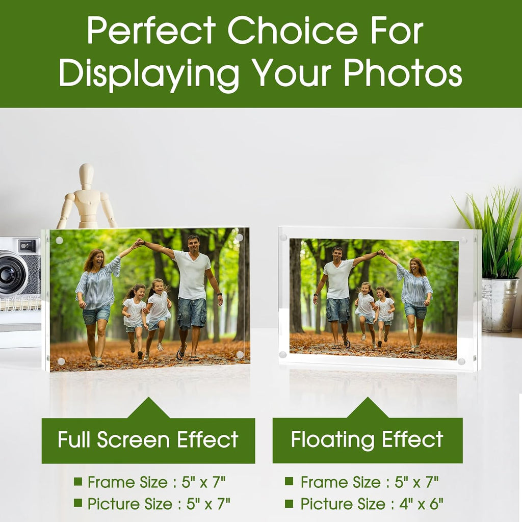 SYNTRIFIC Acrylic Frame 5x7, 5 x 7 Acrylic Picture Frame 6 PACK Clear Double Sided Magnetic Picture Frame, Free Standing Desktop Acrylic Photo Frame Display,Lucite Frame,10+10mm Thickness Magnetic