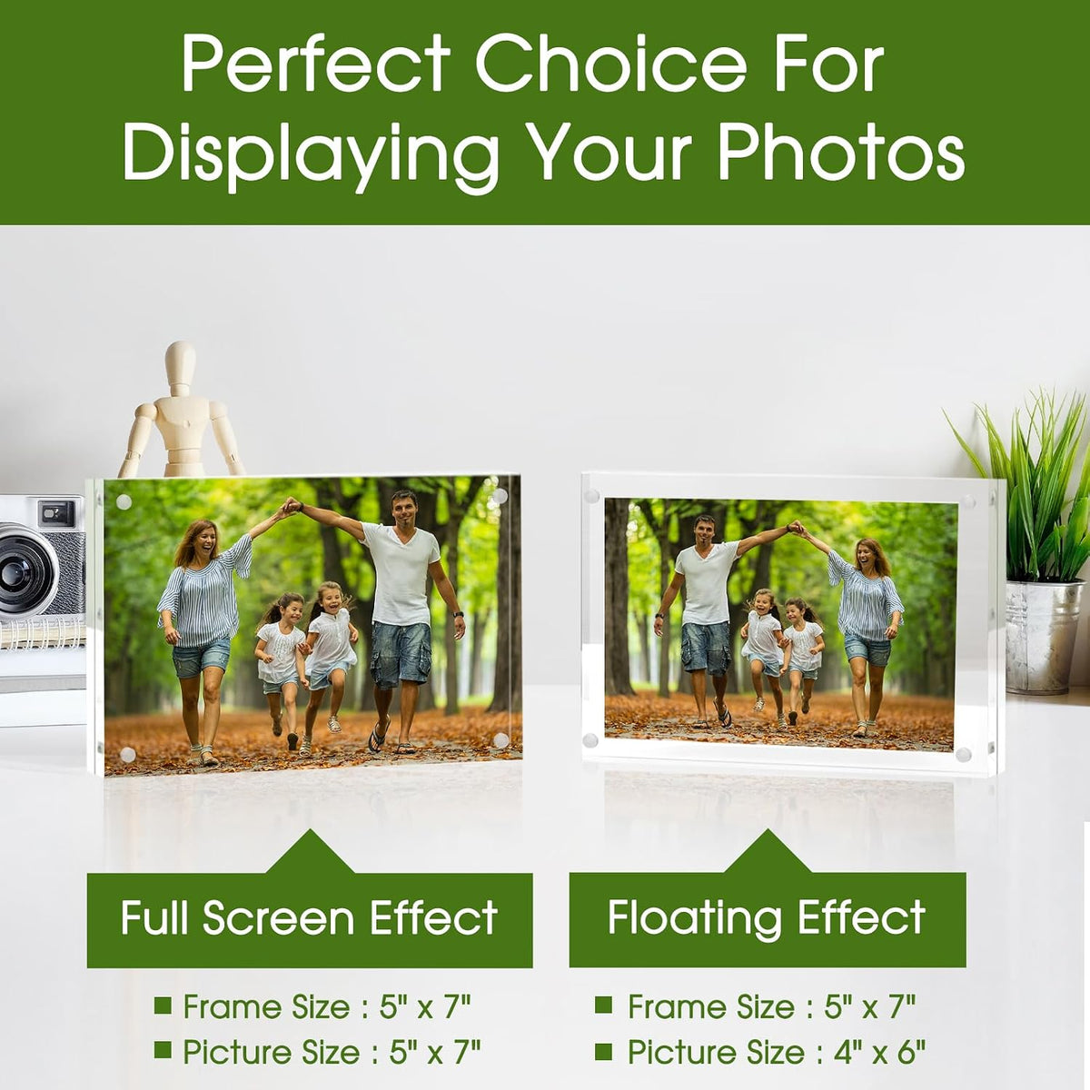 SYNTRIFIC Acrylic Frame 5x7, 5 x 7 Acrylic Picture Frame 6 PACK Clear Double Sided Magnetic Picture Frame, Free Standing Desktop Acrylic Photo Frame Display,Lucite Frame,10+10mm Thickness Magnetic