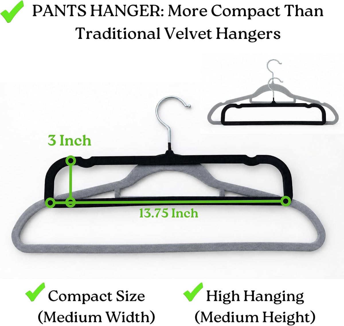 ZAKUTO Velvet Pants Hangers 50 Pack – Non-Slip Space Saving with 20 Hooks