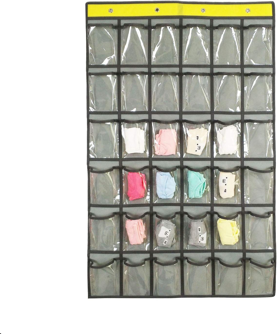 NIMES Hanging Closet Underwear Sock Jewelry Storage Over The Door Classroom Cell Phone Calculator Organizer 36 Clear Pockets (GREY)