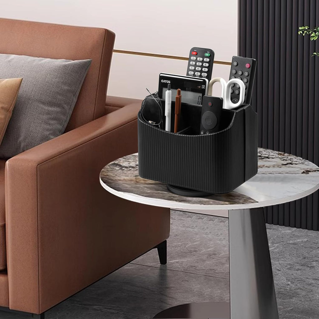 360° Rotating Desk Organizer, Lazy Susan Remote Control Holder, Black